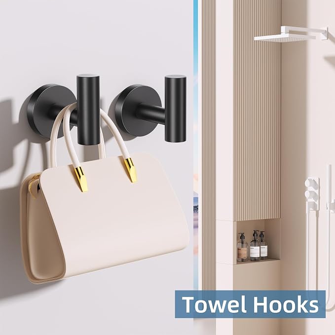 10 Pieces Matte Black Bathroom Hardware Accessories Towel Bar Set Black Towle Racks for Bathroom Wall Mounted Stainless Steel Toilet Paper Holder Towel Holder Kit