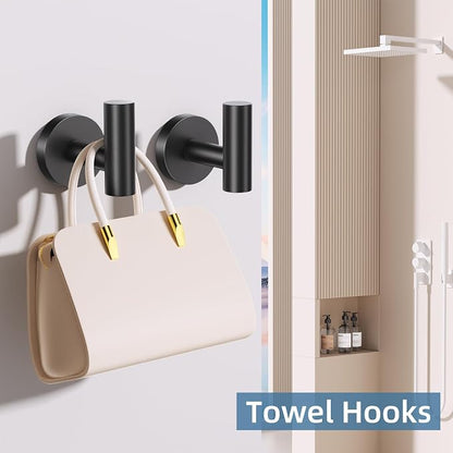 10 Pieces Matte Black Bathroom Hardware Accessories Towel Bar Set Black Towle Racks for Bathroom Wall Mounted Stainless Steel Toilet Paper Holder Towel Holder Kit