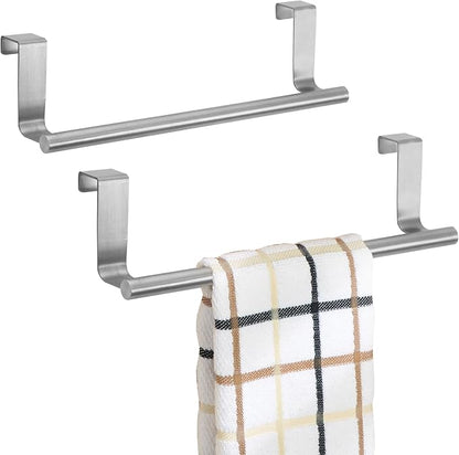 iDesign Stainless Steel 9-inch Over-the-Cabinet Towel Bar - Set of 2 - Brushed