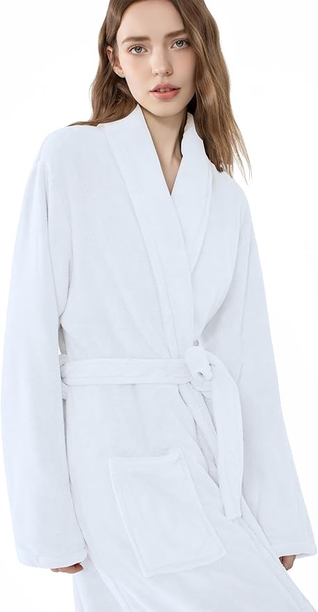 Soft Robe For Women，Warm Plush Bath Robes Female，Spa Towel After Shower Lightweight Long Bathrobe