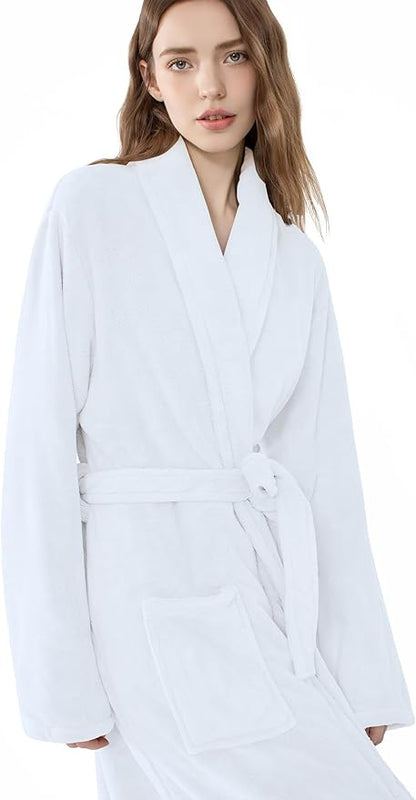Soft Robe For Women，Warm Plush Bath Robes Female，Spa Towel After Shower Lightweight Long Bathrobe