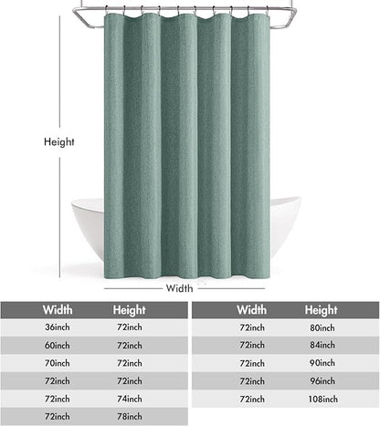 ANRODUO Teal Linen Textured Fabric Shower Curtain Set - 60"x72" with 10 Rust Resistant Durable Metal Hooks, Waterproof & Heavy Duty Polyester, Button Hole Design, Machine Washable for Bathroom