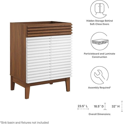 Modway Render Bathroom Vanity Cabinet in White Walnut - Sink Basin Not Included