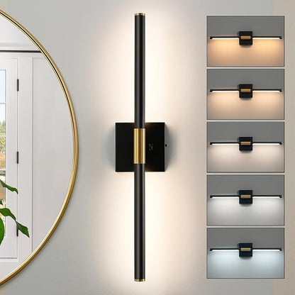 Black Gold Vanity Light Fixtures for Bathroom Over Mirror 24 inch LED Bath Sconces IP44 5CCT Adjustable Morden Picture Lights for Paintings (Built-in Dimmer)