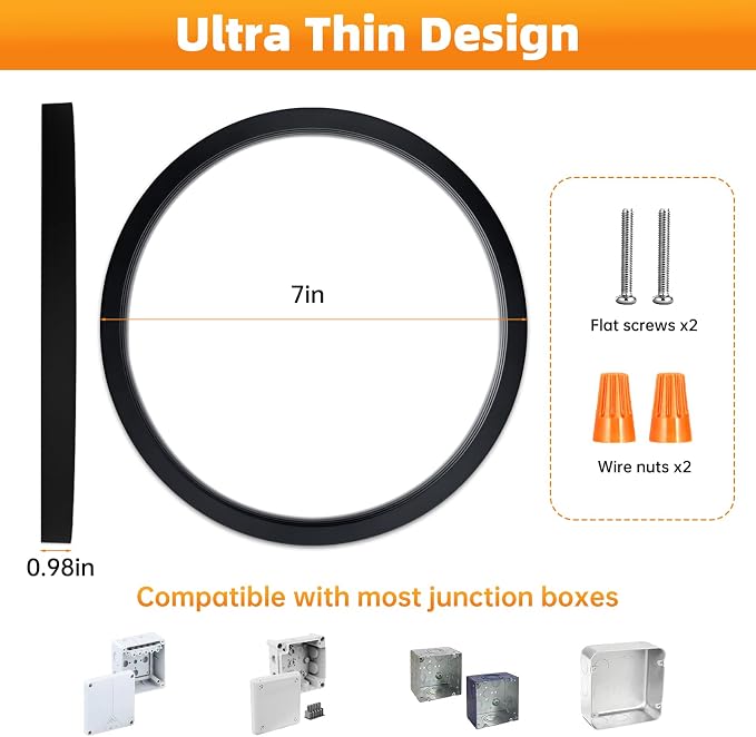 7Inch 2Pack LED Flush Mount Ceiling Light,3CCT,ETL Listed,Dimmable Black | Hardwired 3CCT Selectable 3000K-6000K,18W 1400LM Dimmable Round Flat Panel Light Fixture for Bedroom/Kitchen,Bathroom&Indoor
