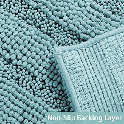 Turquoize Luxury Chenille Bath Rug for Bathroom Rugs Extra Absorbent Bath Mat Non Slip Microfiber Shower Rug for Bathroom Microfiber Shaggy Carpet Rug Size, 17"x 24", Aqua Haze