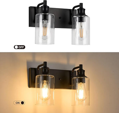 2-Light Bathroom Light Fixtures Modern Black Vanity Lights for Bathroom Lighting Fixtures Over Mirror for Cabinet Mirror Bedroom Hallway