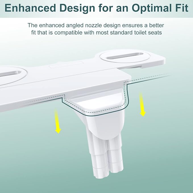 Bidet Attachment for Toilet, Ultra-Slim, Self Cleaning, Dual Nozzle, Feminine & Posterior Wash, Fresh Cold Water Sprayer, for Existing Toilets Seat, Baday Beday Badette Bedette, Silver