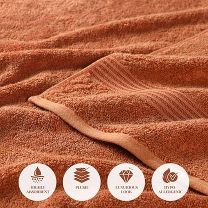 SUPERIOR Egyptian Cotton Bath Sheet Set, Oversized Towels for Home Bathroom, Master, Guest Bath, Decor Essentials, Quick Dry, Absorbent, Large Body Towel, Spa, Hotel, Resort, Set of 2, Caramel Brown