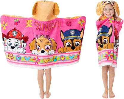 Paw Patrol Girl Skye, Marshall, Chase Kids Super Soft Bath/Pool/Beach Soft Cotton Terry Hooded Towel Wrap, 24 in x 50 in, (Officially Licensed Product) by Franco