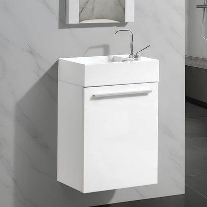 Blossom 18 Inch White Small Bathroom Vanity with Sink, Narrow Bathroom Vanity