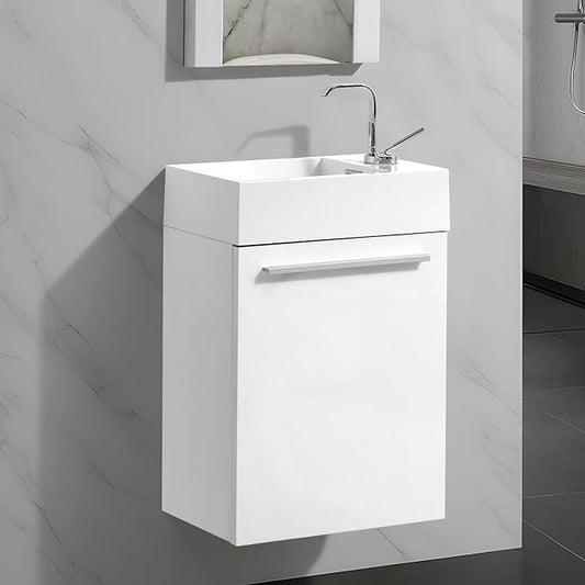 Blossom 18 Inch White Small Bathroom Vanity with Sink, Narrow Bathroom Vanity