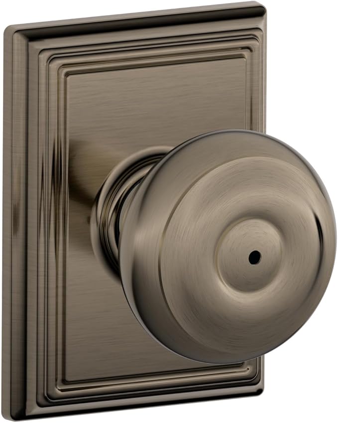 SCHLAGE F40GEO620ADD Addison Collection Georgian Privacy Knob, Antique Pewter