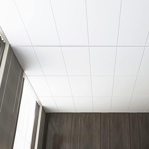 Art3d 10-Pack Smooth Drop Ceiling Tile 2ft x 4ft - Fire-Rated, Waterproof, Reusable - Premium PVC, No Sag and Breakage - Cover 80 Sq. Ft, White | 2 x 2 ft, PVC, Waterproof, Fire-Rated, Reusable, Compatible with Grid System, Perfect for Living Room