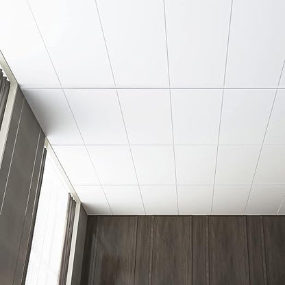 Art3d 10-Pack Smooth Drop Ceiling Tile 2ft x 4ft - Fire-Rated, Waterproof, Reusable - Premium PVC, No Sag and Breakage - Cover 80 Sq. Ft, White | 2 x 2 ft, PVC, Waterproof, Fire-Rated, Reusable, Compatible with Grid System, Perfect for Living Room