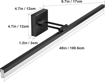 Ralbay 40" Modern LED Matte Black Bathroom Vanity Light 24W Adjustable Black Vanity Lighting Modern LED Bathroom Vanity Light Fixtures Over Mirror (6000K Cool White Light)