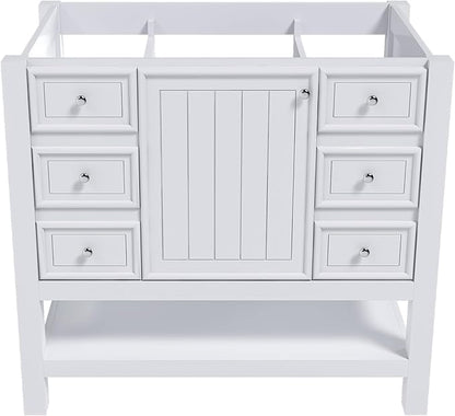 Montary 36" Bathroom Vanity Without Sink, Modern Stylish White Bathroom Storage Cabinet MDF, Freestanding Vanity with One Cabinet and Three Drawers, White (NOT Include Sink)