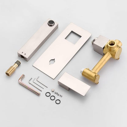 sumerain Brushed Nickel Bathroom Faucet Wall Mount Lavatory Sink Faucet with Rough-in Valve, Left-Handed Single Handle