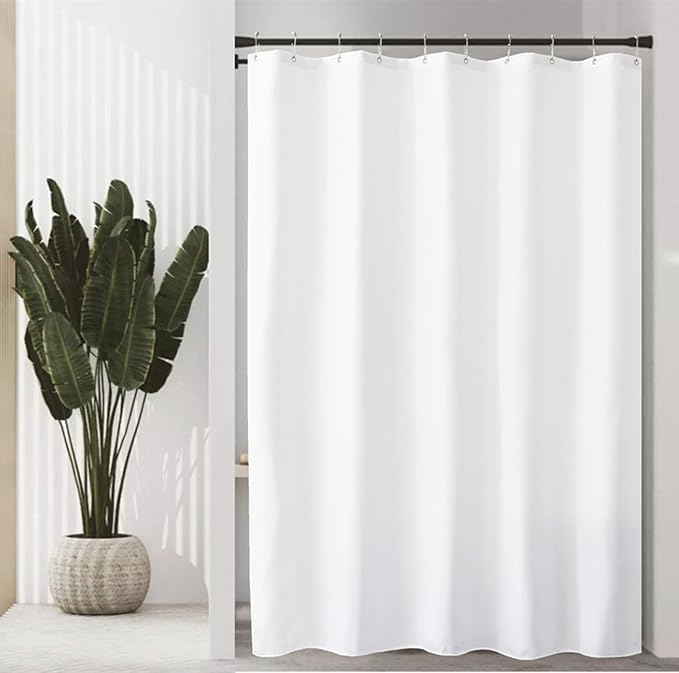 Felisa Fabric Shower Curtain Liner with Large Magnets,60 x 72 inches Waterproof & Soft Cloth Shower Curtain,Washable White Shower Curtain for Bathroom,Cortinas de Baño