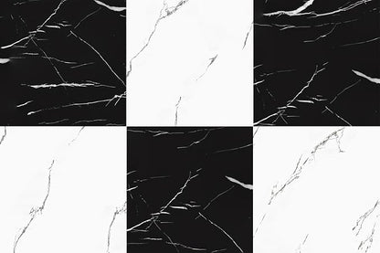 30-Pack 30 Sq.Ft Peel and Stick Floor Tiles Vinyl Matte Pattern Flooring, 12” x 12” Self Adhesive Vinyl Flooring DIY for Kitchen, Bathroom, Laundry, Black&White Marble