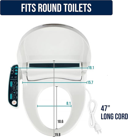 BidetMate 2000 Series Electric Bidet Toilet Seat, Round, Heated Seat | Heated Water Seat, Unlimited Warm Water Wash, Dryer, Deodorizer, Self Cleaning Nozzle, Side Panel Control, Fits Round Toilets