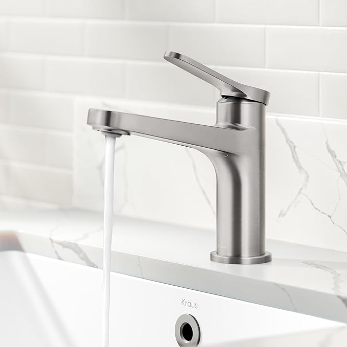 KRAUS Indy Single Handle One Hole Bathroom Sink Faucet in Spot-Free Brushed Nickel, KBF-1411SFBN