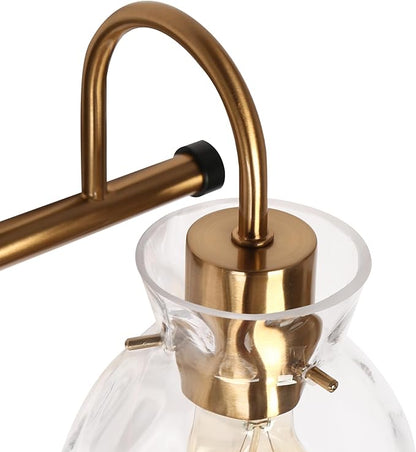 KSANA Bathroom Light Fixtures, 31" Large Vanity Lights Over Mirror 4 Light Bathroom Lighting with Textured Glass Mid-Century Modern Vanity Light for Dressing Room, Powder Room