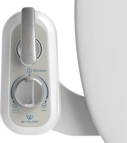 Left Handed Bidet Attachment for Toilet - Left Handed Bidet Non-Electric,Self-Cleaning,Adjustable Water Pressure,Retractable Dual Nozzles for Frontal & Rear Wash,Lever Control