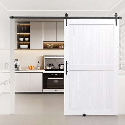 VEVOR Sliding Barn Door, 48 x 84 inch, High-Strength MDF Panel, Barn Door with Hardware Kit, Water-Proof PVC Surface, Easy to Install, H-Frame, Smoothly and Quietly Sliding for Living Room, Bathroom