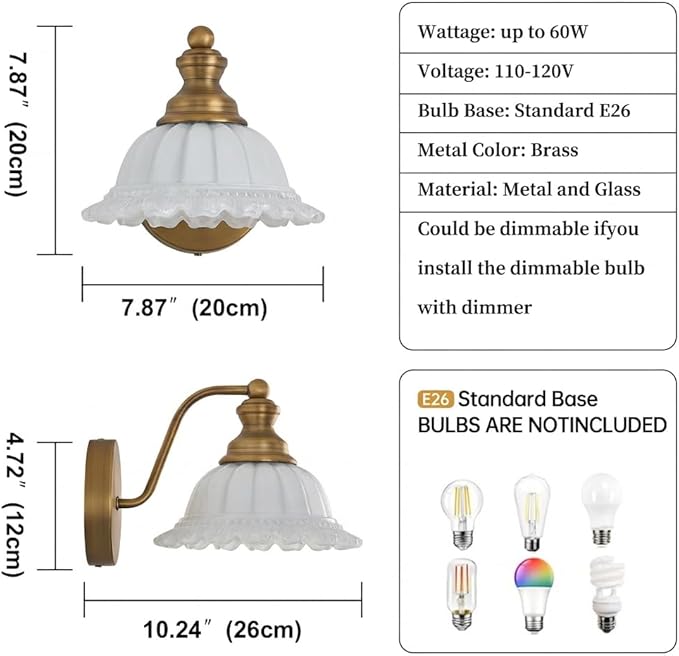 Vanity Light Brass Wall Sconces Vintage Bathroom Sconces