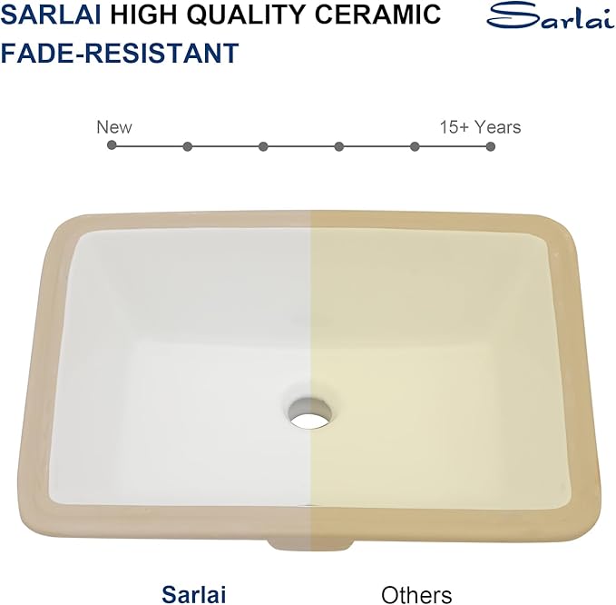 Sarlai Undermount Rectangular Vessel Sink - 20 x 14.5 inch Modern White Ceramic Art Basin with Overflow