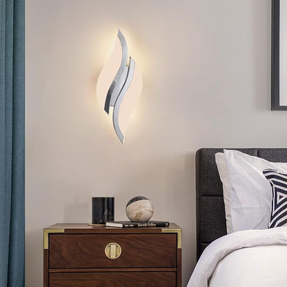 CANEOE Modern LED Wall Sconce 6000K Chrome Indoor Wall Light Fixtures Acrylic Wall Sconce Lighting for Living Room Bedroom Bedside Bathroom Hallway Stairway Wall Lamp (Chrome, 1 Pack, 3000K)