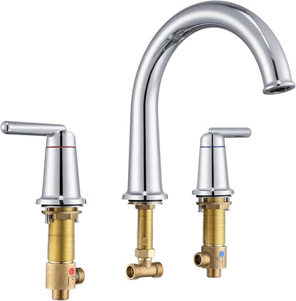 Roman Tub Faucet 3 Hole Deck Mount Tub Filler High Flow Chrome | With Ceramic Valve, Solid Brass, High Arch Bathtub Faucet, 2-Handle Design, Widespread Mount, Garden Bath Tub Faucet