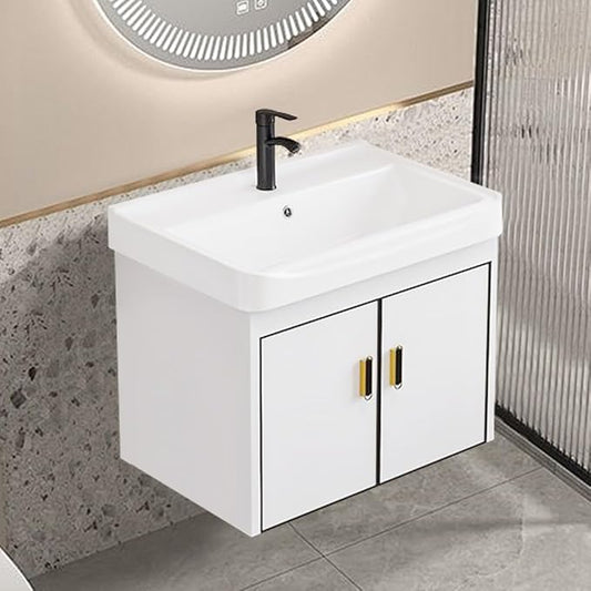 20-inch Shallow White-Black Wall-Mounted Compact Bathroom Mini Vanity 20-inch Sink-Included Vanity Designed for Compact Bathrooms Floating Vanity