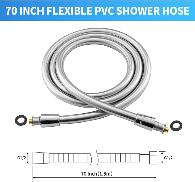Extra Long Replacement Shower Hose Extension Handheld Shower Head Hose 79 Inches Flexible and Durable with Brass Insert and Nut