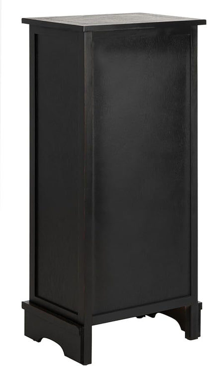 SAFAVIEH Home Collection – Connery Distressed Black Storage Cabinet with Rattan Baskets & Bottom Door, Farmhouse Accent Storage, Fully Assembled (AMH5742A)