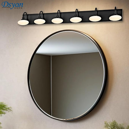 Matt Black LED Vanity Lighting Fixtures,6 Lights Vanity Light Black,Vanity Lighting Fixtures Over Mirror,Bathroom Vanity Light black 6 Lights,Modern Bathroom Vanity Light,3000K-6000K,Dimmable
