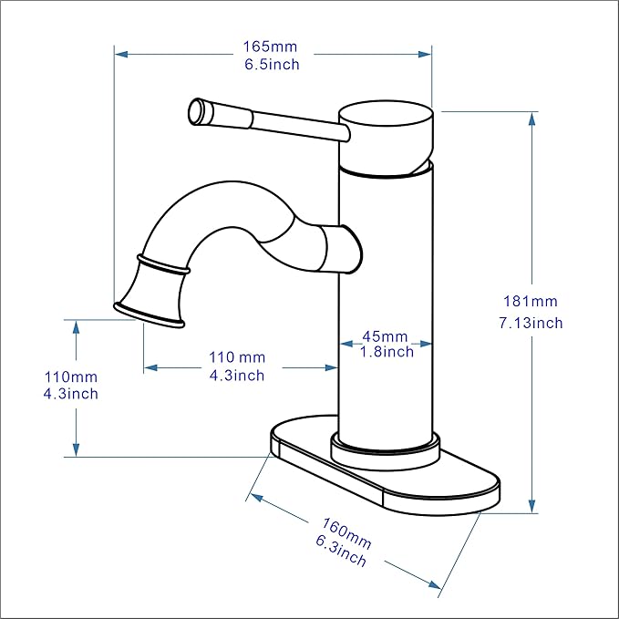 Bropury Hot and Cold Mixed Water Bathroom Sink Faucet, Single Handle 1 or 3 Hole Stainless Steel Vanity Faucet for Bathroom Sink (Contemporary, Brushed Gold)