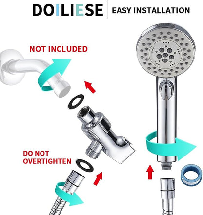 High Pressure Shower Head with Handheld Spray 6 Settings Chrome | Hand Held Shower head with On Off Switch, Spa Spray Mode, 60inches Hose