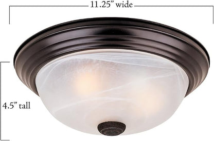 DESIGNERS FOUNTAIN Reedley 2-Lights Flush Mount Ceiling Light, 11 Inch Lighting Fixture for Kitchen, Bedroom, Bathroom, and Hallway, White Alabaster Glass, Oil Rubbed Bronze, 1257S-ORB-AL (Pack of 2)