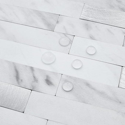 DICOFUN 10 Sheets Marble Look Peel and Stick Backsplash Wall Tile, PVC Kitchen Backsplash Peel and Stick in White, 9.4 sq.ft