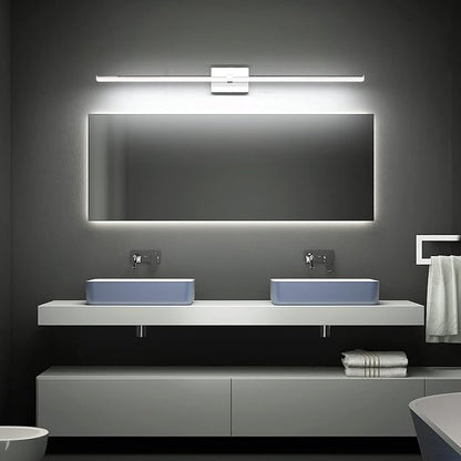 48 inch Vanity Lights - Chrome Bathroom Light Over Mirror Dimmable Modern LED Vanity Lighting Fixtures Cool White 6000K