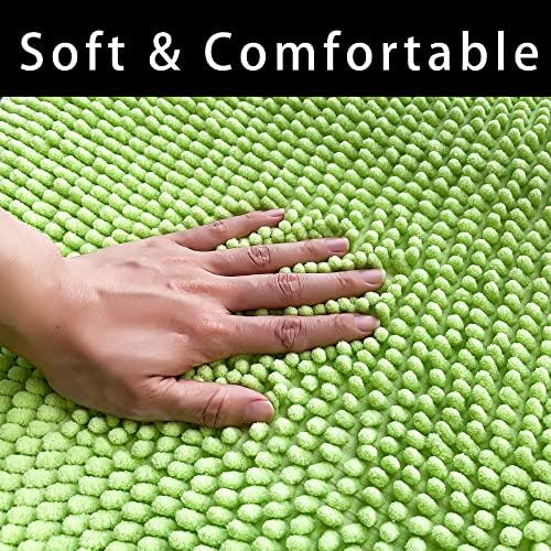 Chenille Bath Mat Microfiber Floor Mat Baby Bath Mat for Kids Washable Bathroom Dry Fast Water Absorbent Shower Mat Area Rugs (19.2" x 31.1", Green)