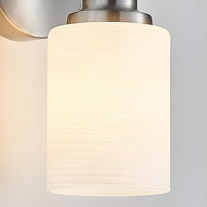 2-Pack 1-Light Vanity Lights, Brushed Nickel Bathroom Light Fixture with Textured Milky White Glass Shade, E26 Modern Vanity Lighting Fixture for Bathroom Wall Sconce