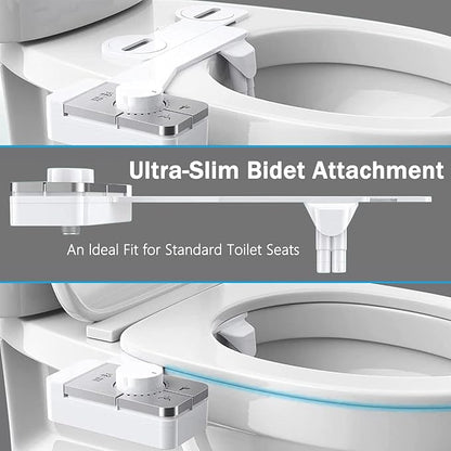 Bidet Attachment for Toilet Ultra-Slim Bidets for Existing Toilets, Non-Electric Bidet Toilet Seat Self-Cleaning Retractable Nozzles Badays for Toilets, Quick & Easy Installation Bedets