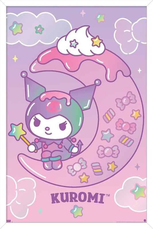 Trends International Hello Kitty and Friends: 24 Dreamland - Kuromi Wall Poster, 22.4L x 14.7W, White Framed Version