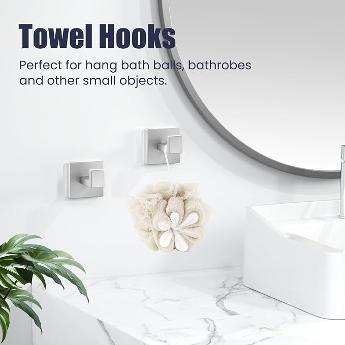 Bathroom Hardware Accessories Set: Bath Towel Bar Set, Towel Racks for Bathroom Wall Mounted, SUS304 Stainless Steel (Brushed Nickel, 7-Pieces)