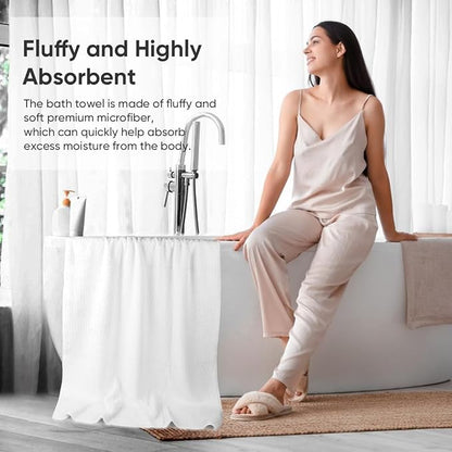 HOMEXCEL 4PK Bath Towel Set, 30x60 in, Absorbent Large Towels for Bathroom | Ultra Soft, Lightweight, Quick Dry Towels for Pool, Beach, Swim, Yoga, SPA, White