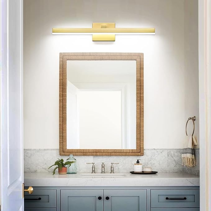 PRESDE 24inch LED Bathroom Vanity Light Modern Gold Bathroom Lights fixtures Over Mirror Dimmable Bath Wall Lighting bar