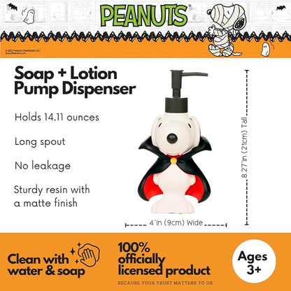 Peanuts Snoopy Vampire Soap/Lotion/Hand Sanitizer Resin Pump Dispenser, 14.81 Ounces, (Officially Licensed Product) by Franco